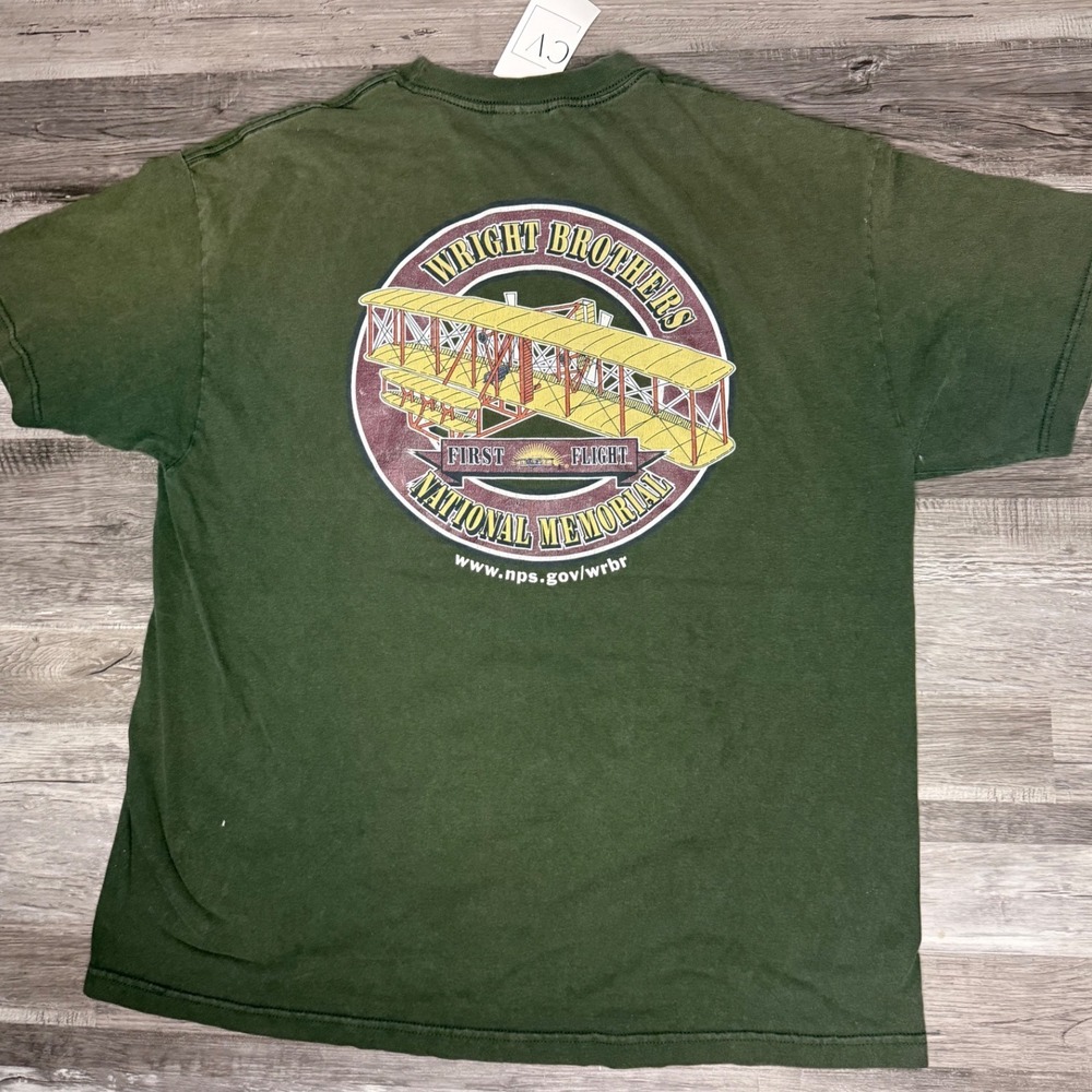 The Cotton Exchange Wright Brothers National Memorial T-Shirt Green XL Aviation